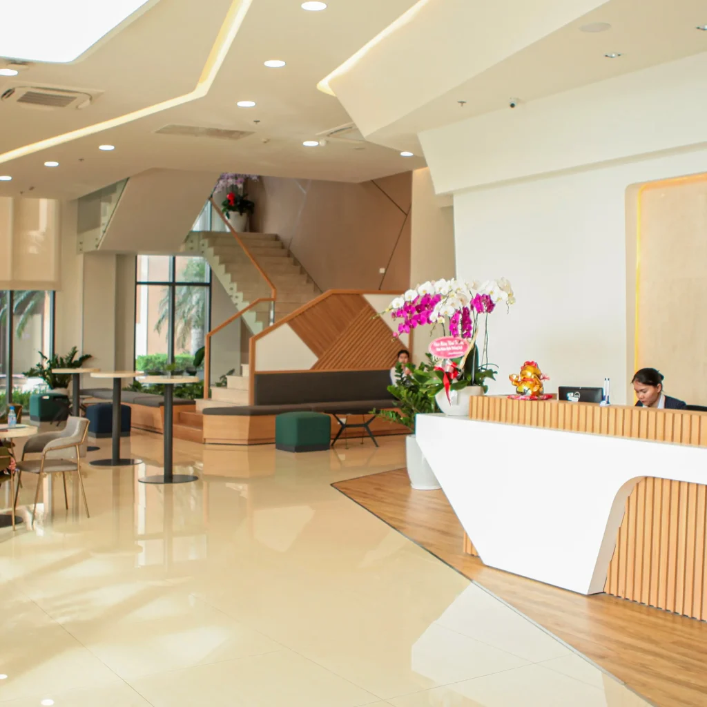 thiết kế nội thất văn phòng cho quầy lễ tân thanh lịch