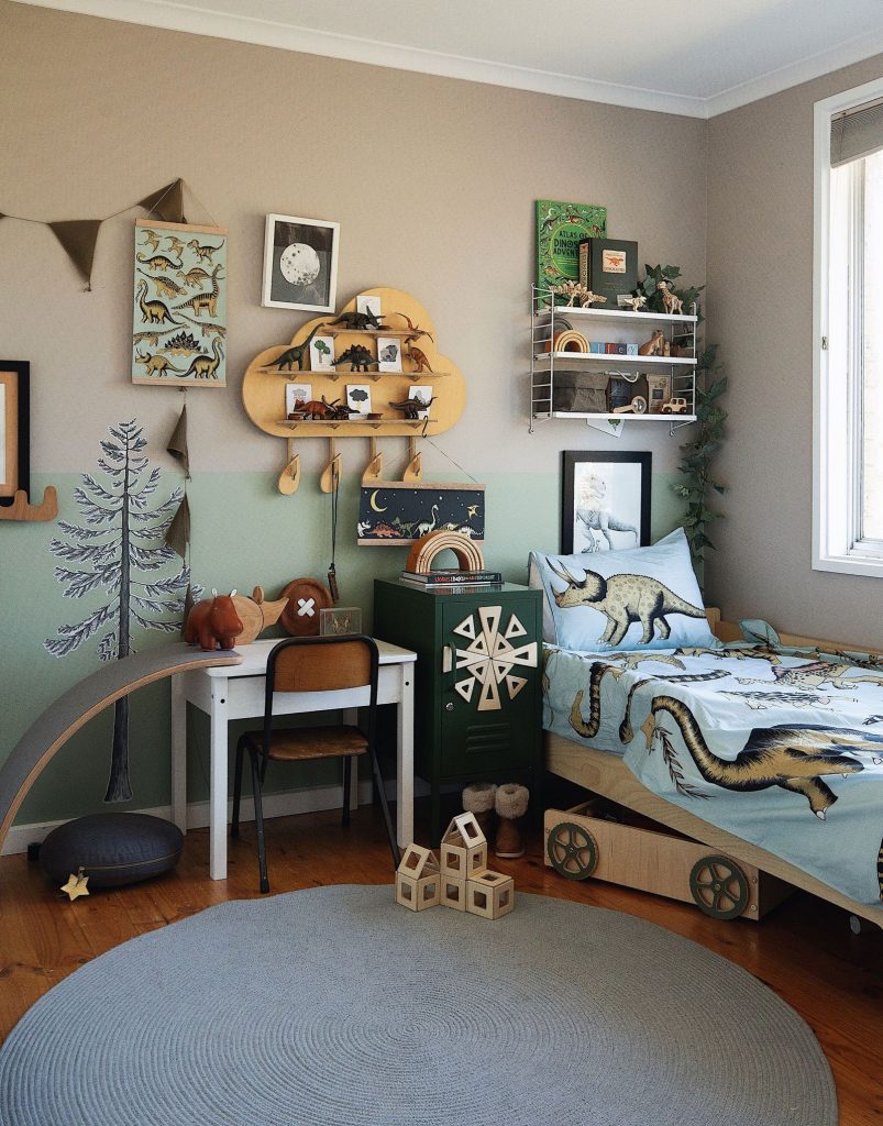 thiết kế phòng ngủ cho bé trai decor khủng long