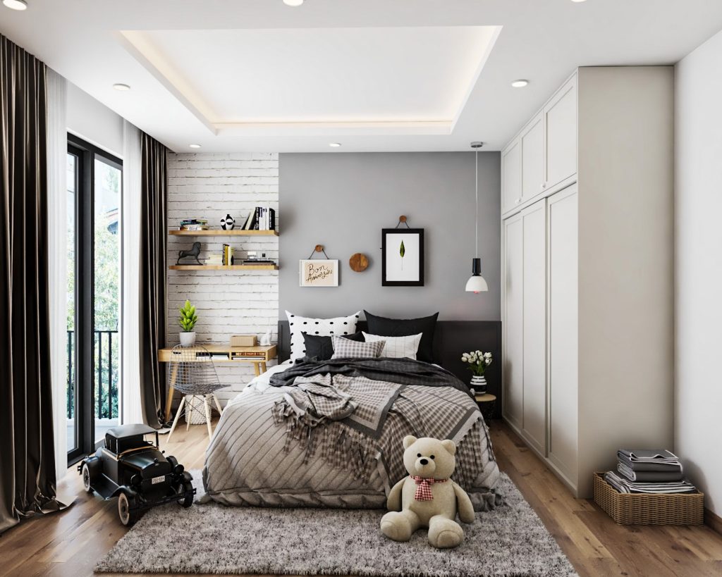thiết kế phòng ngủ cho bé trai hiện đại