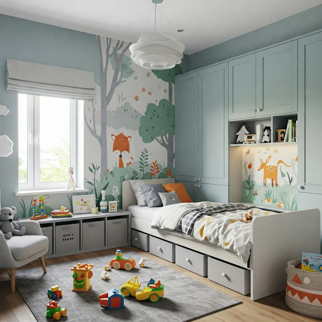 thiết kế phòng ngủ cho bé trai sử dụng nội thất thông minh