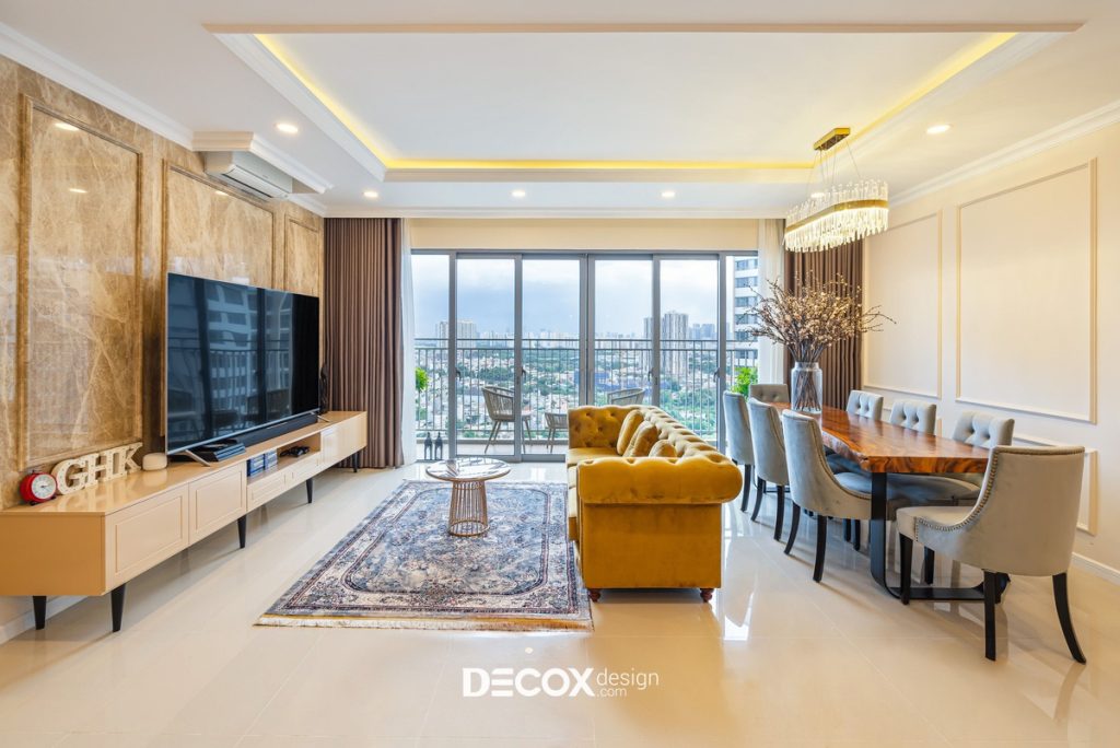 trần thạch cao phòng khách hình vuông