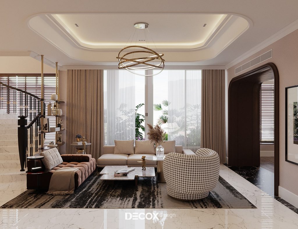 trần thạch cao phòng khách rộng