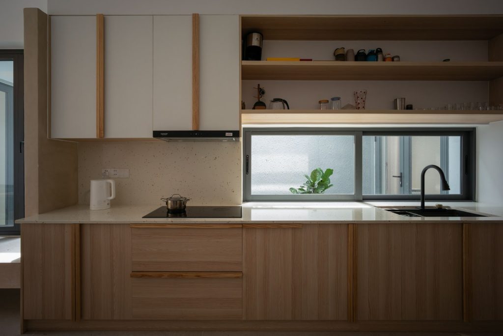 tủ bếp đẹp wabi sabi mộc mạc