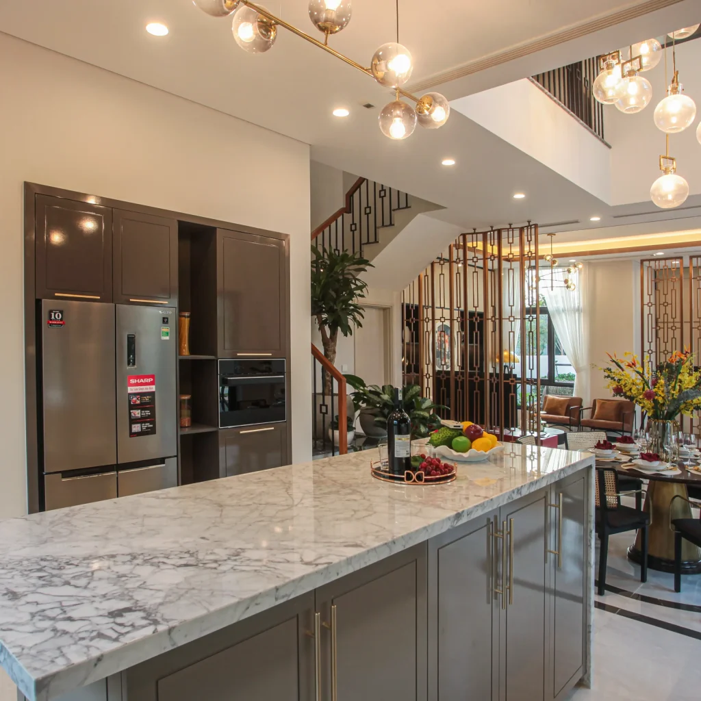 vách ngăn phòng khách và bếp độc đáo