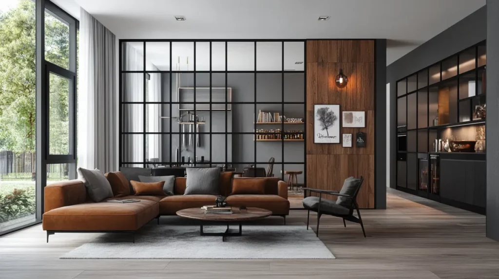 vách ngăn phòng khách và bếp kiểu dáng hiện đại