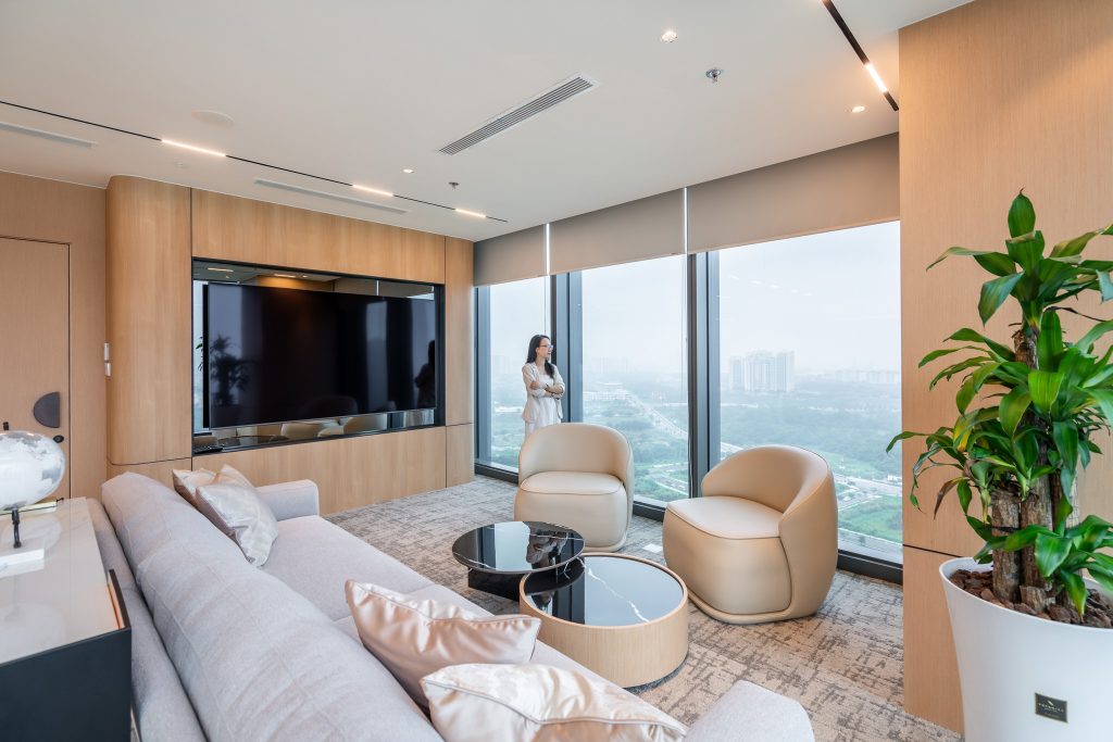 bàn sofa mặt đá tròn 2 tầng
