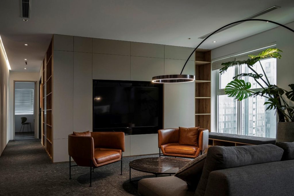 bàn sofa mặt đá chân sắt nhỏ gọn