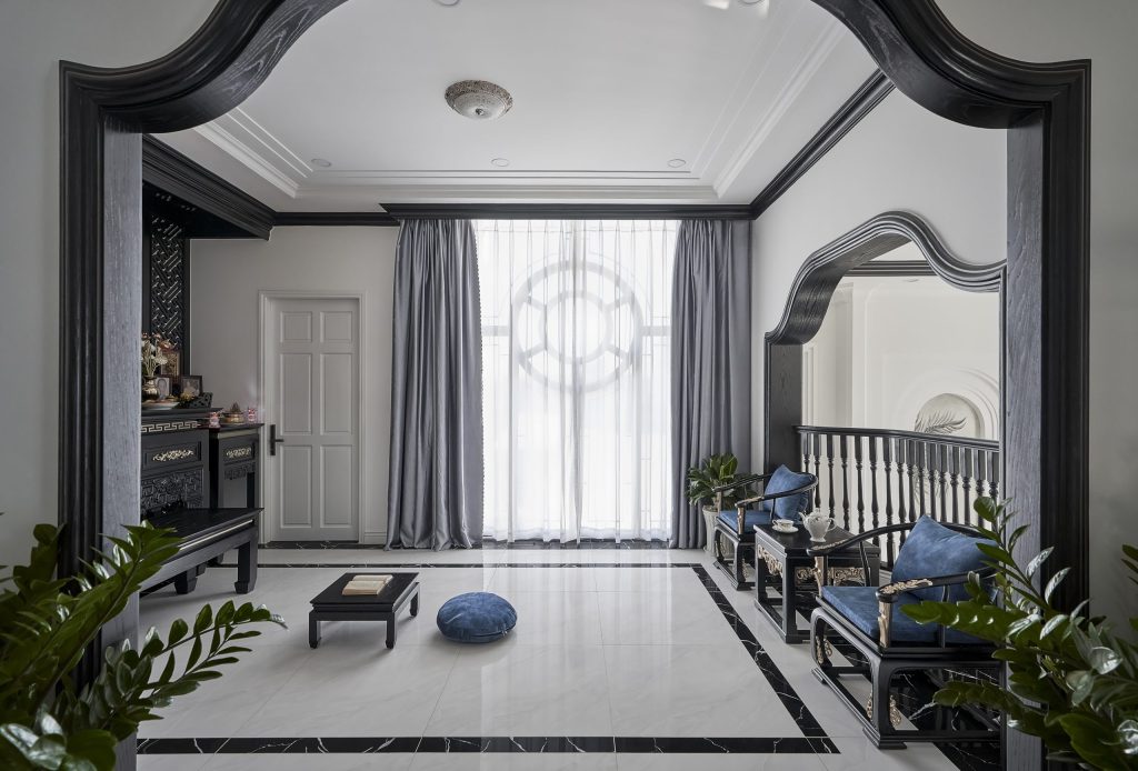 đá granite trắng lát sàn phòng thờ