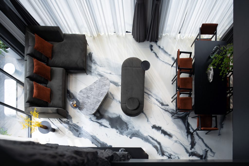 đá lát nền phòng khách penthouse