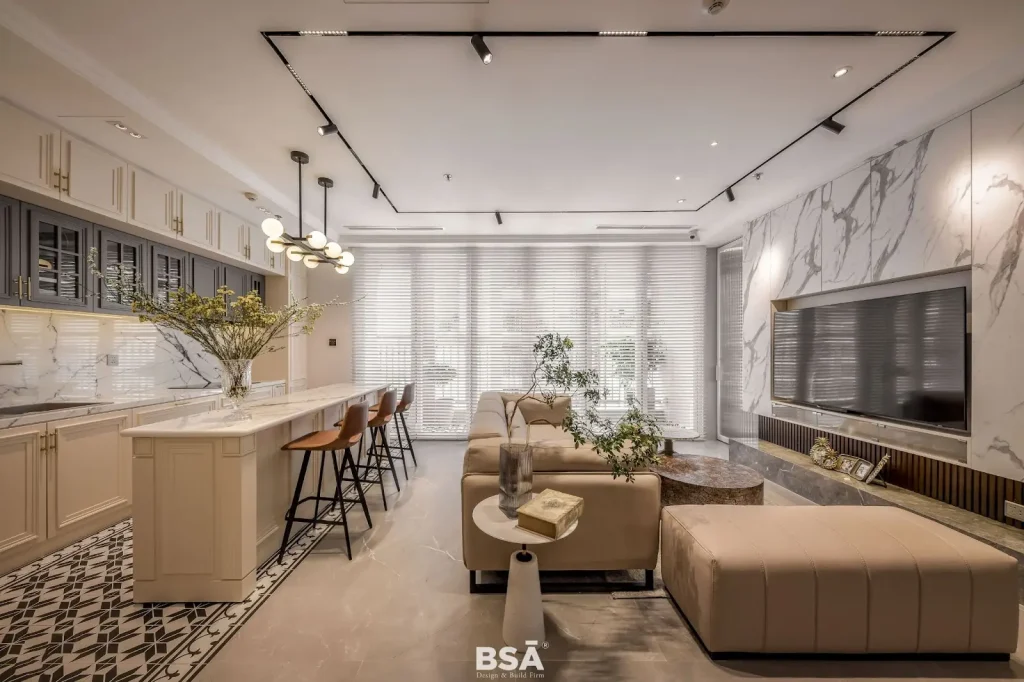 quầy bar bếp cho căn hộ chung cư cao cấp