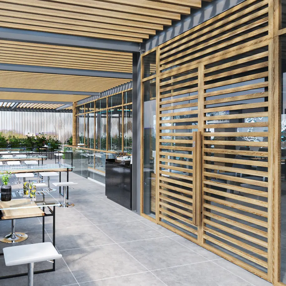 trần nhôm giả gỗ trung tâm thương mại