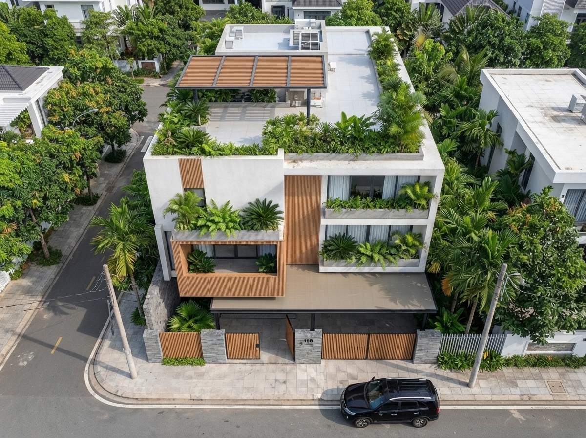 Nhìn từ trên cao — phân bố các tông màu trên tổng thể