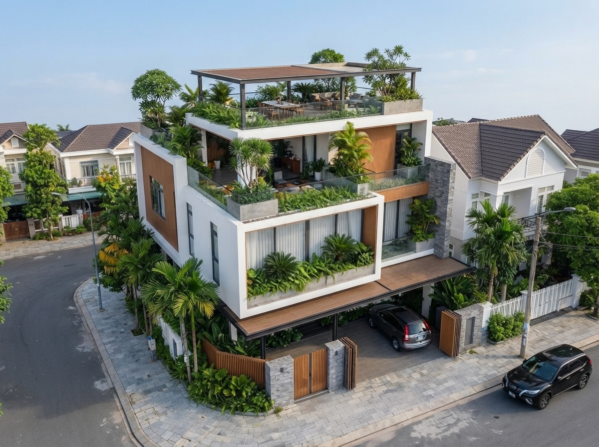 Nhìn từ trên cao — phân bố các diện đặc và diện mở