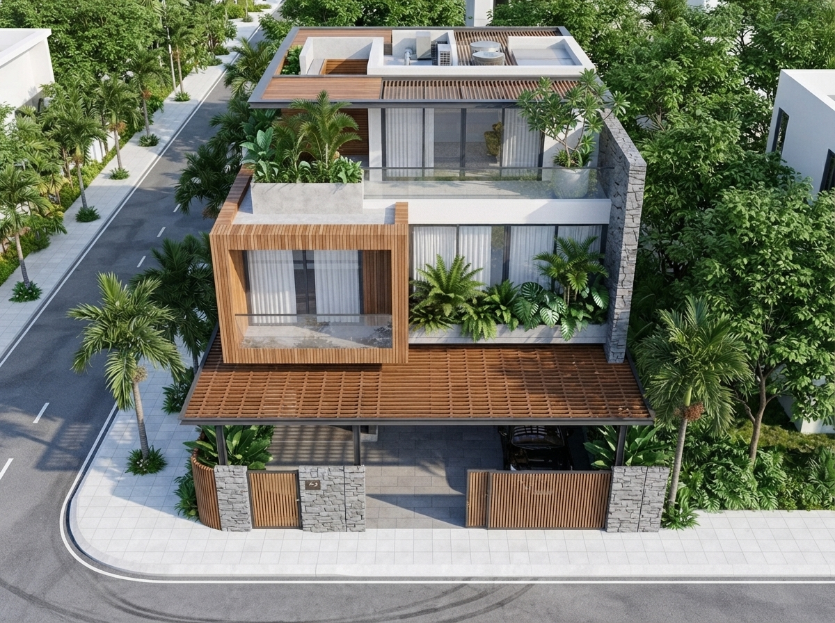 Nhìn từ trên cao — vị trí khối lệch trong tổng thể