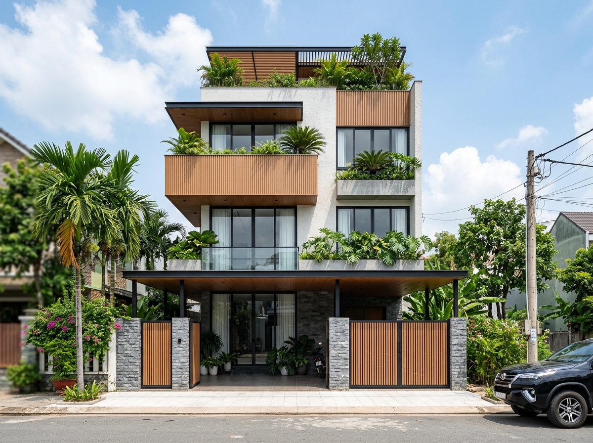 Phương án gốc — các tầng lệch nhau theo phương ngang