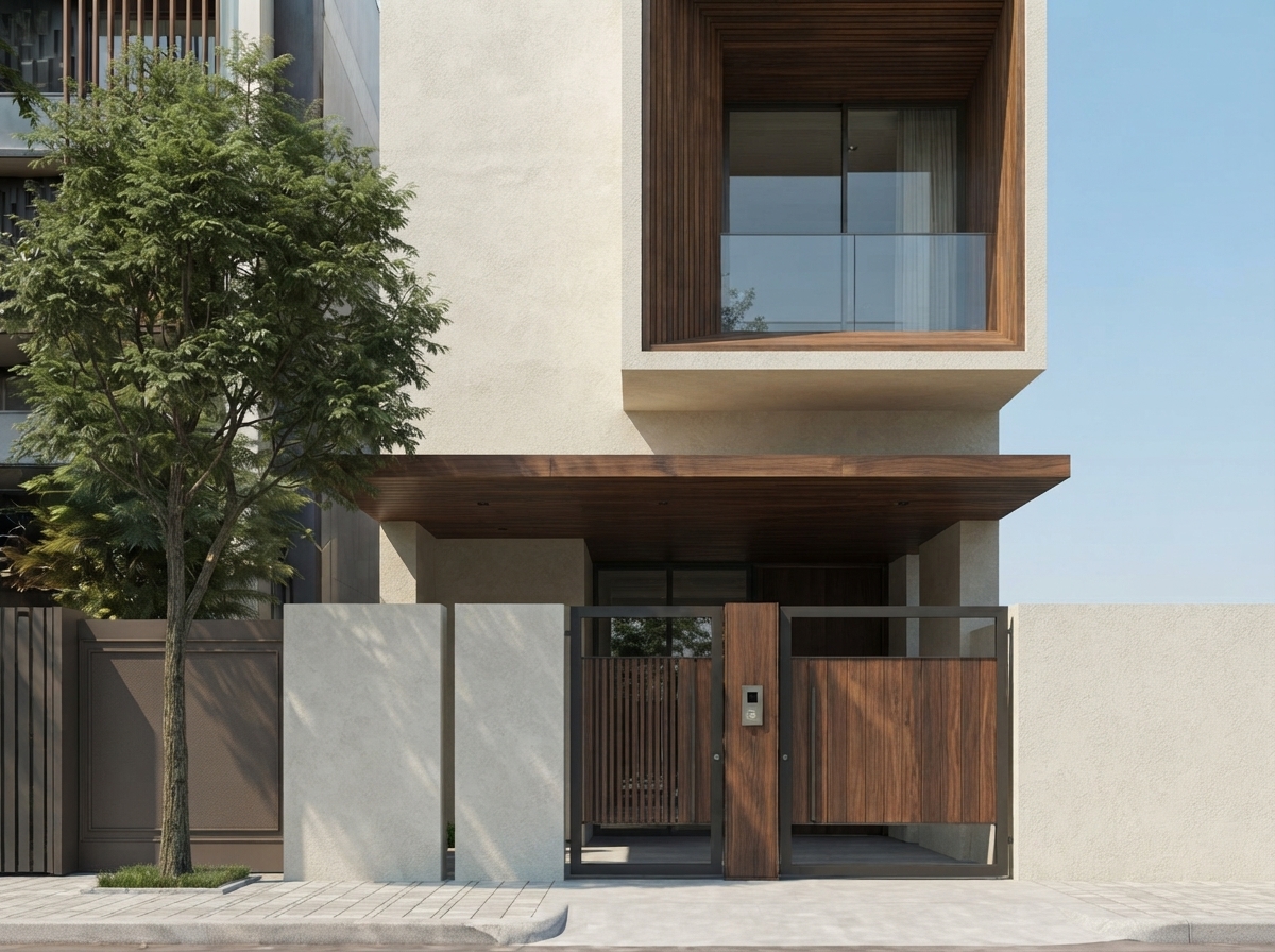 Cận cảnh — mép khối gỗ và khe âm bao quanh