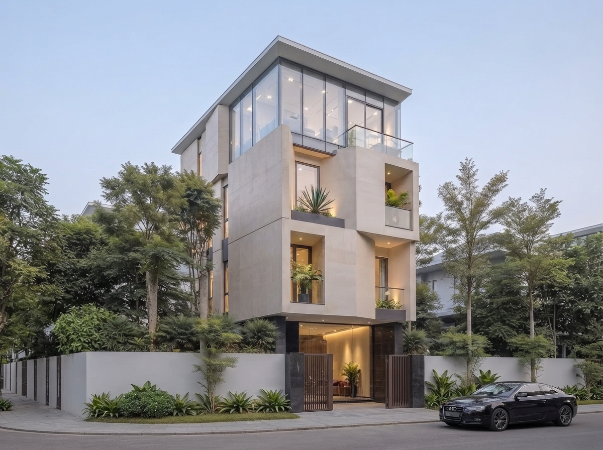 Khối kính mở ba hướng ở tầng trên cùng