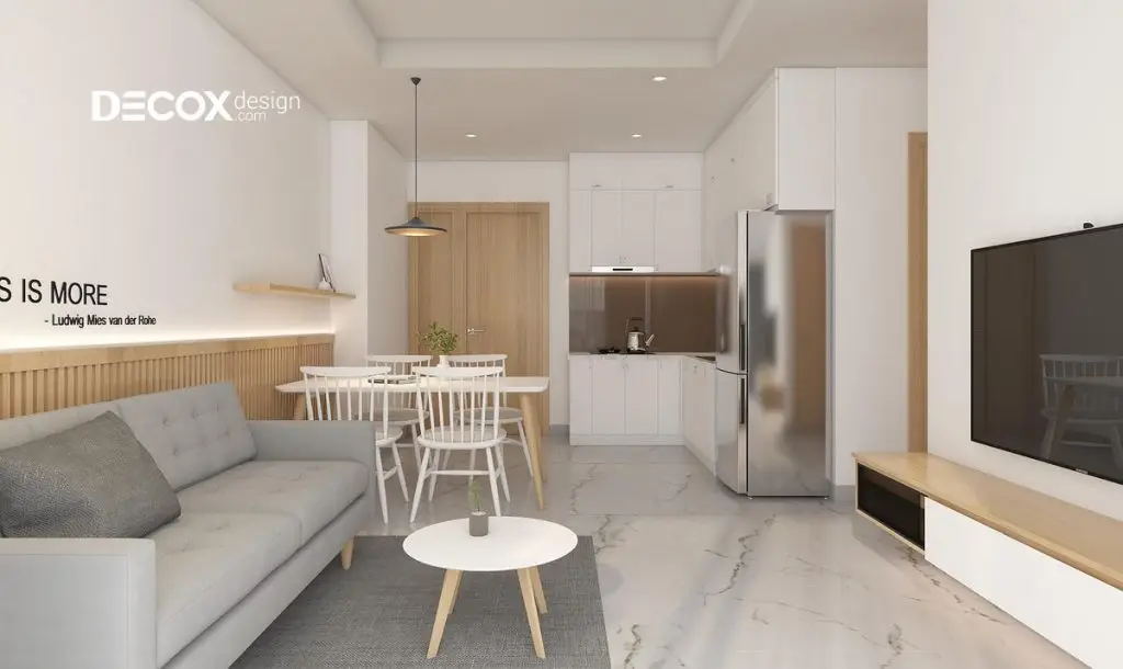 thiết kế nội thất phòng khách chung cư 60m2