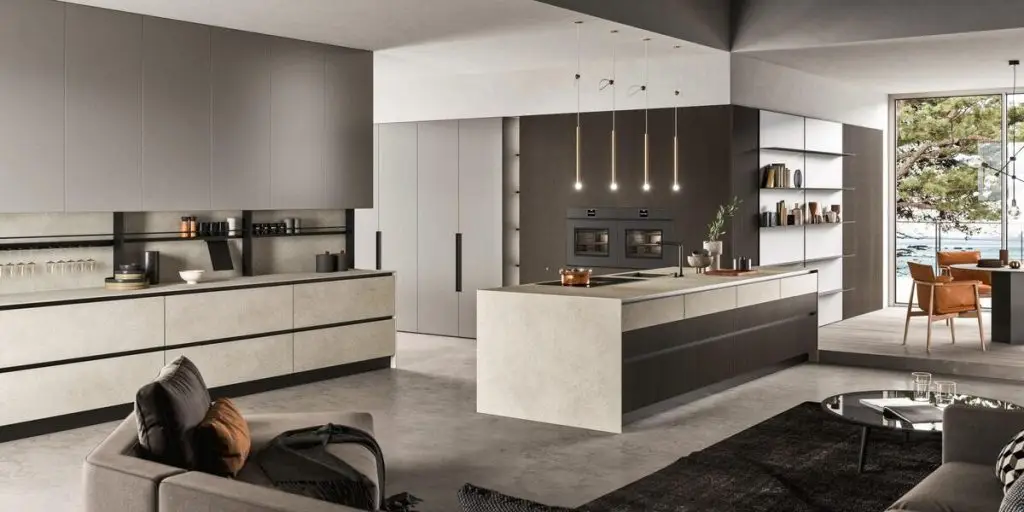 mẫu nội thất phòng khách và bếp biệt thự sang trọng