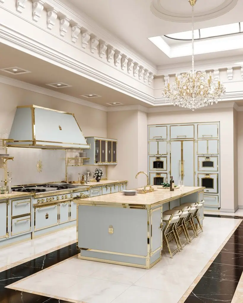 thiết kế nội thất tân cổ điển phòng bếp cao cấp, thời thượng