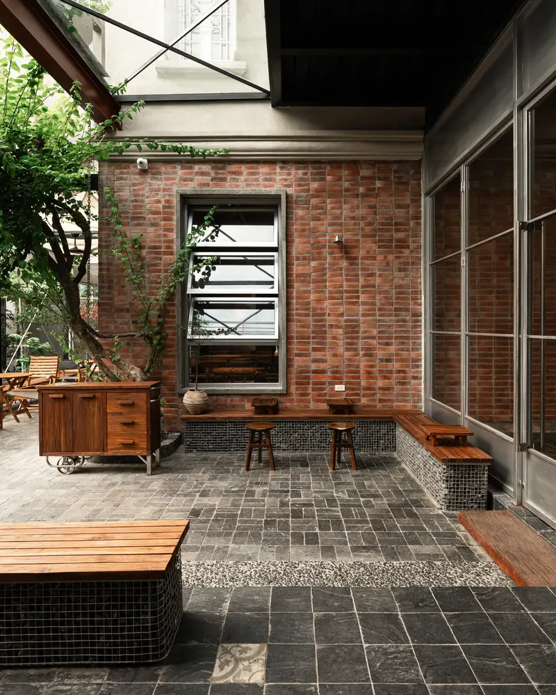 phong cách nội thất vintage với các mảng tường gạch trần