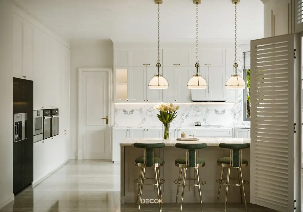 thiết kế nội thất chung cư 1 phòng ngủ phong cách tân cổ điển