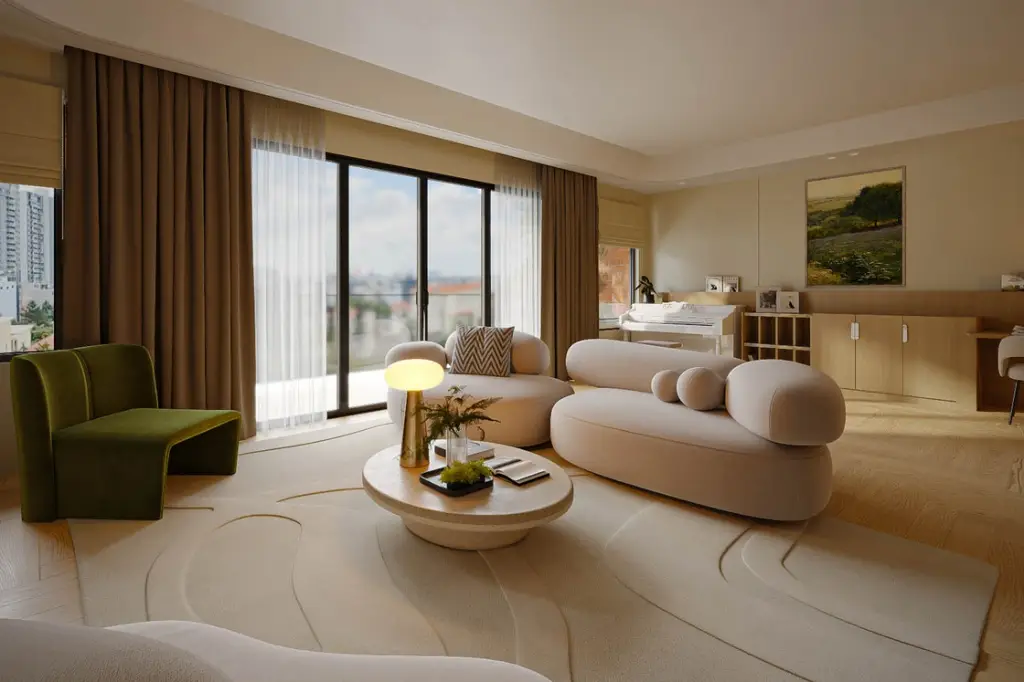 thiết kế nội thất chung cư 1 phòng ngủ ít chi tiết