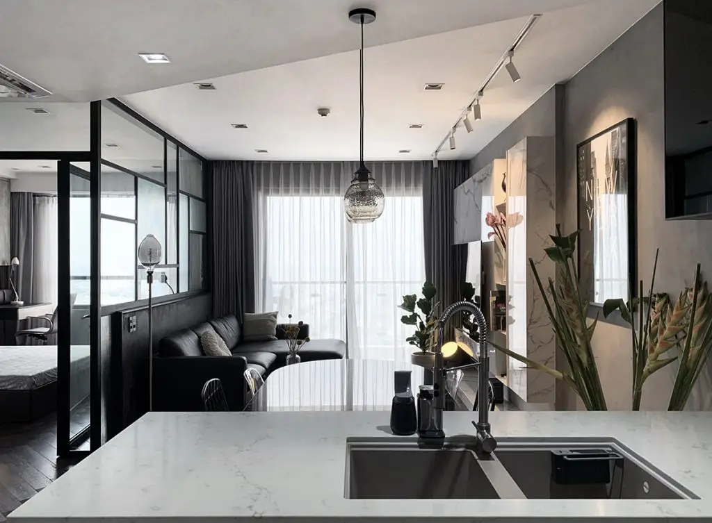 thiết kế nội thất chung cư 2 phòng ngủ 45m2 tinh gọn