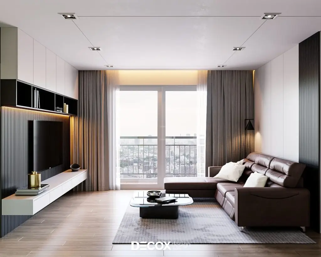 thiết kế nội thất chung cư 50m2 với sofa chữ L