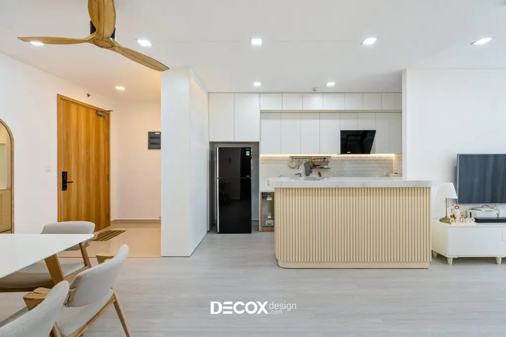 thiết kế nội thất chung cư 50m2 với hệ tủ bếp chữ I