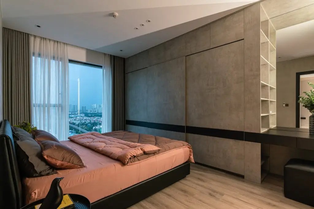 thiết kế nội thất chung cư 70m2 phòng ngủ tối giản