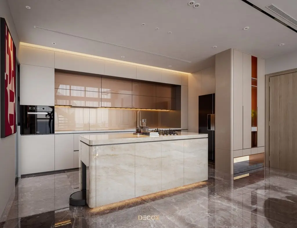 thiết kế nội thất chung cư 70m2 phòng bếp