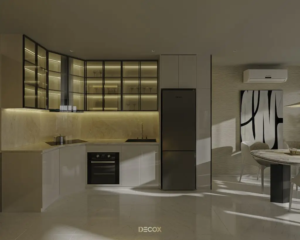 thiết kế nội thất chung cư 75m2 phòng bếp hiện đại