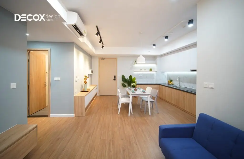 thiết kế nội thất chung cư 75m2 bếp liền kế phòng khách