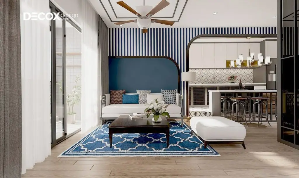 thiết kế nội thất chung cư 75m2 không gian mở, gần gũi