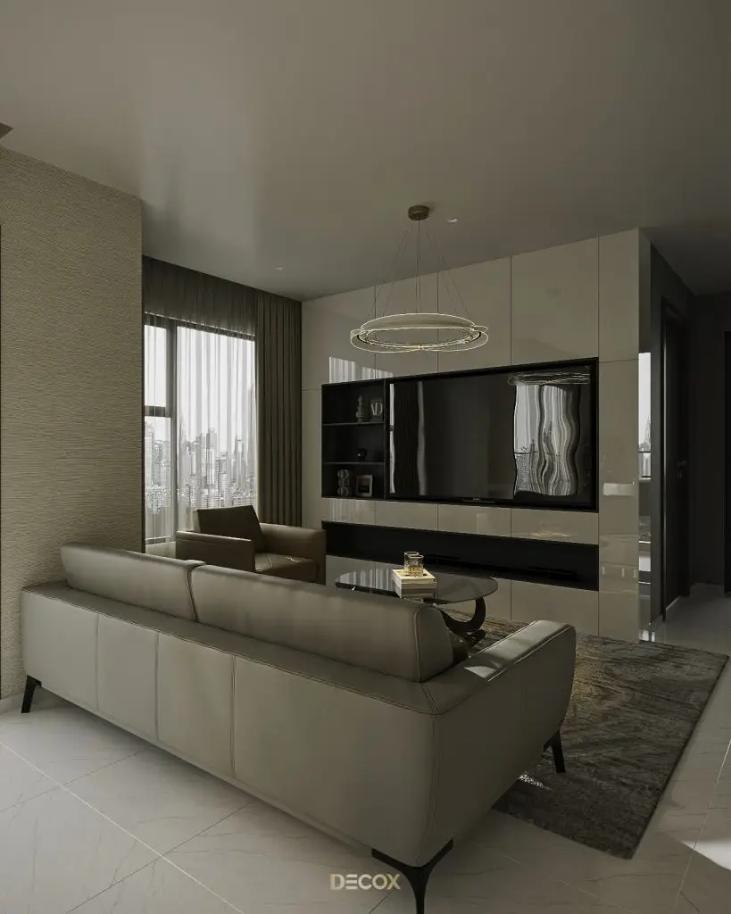 thiết kế nội thất chung cư 75m2 cho phòng khách hiện đại