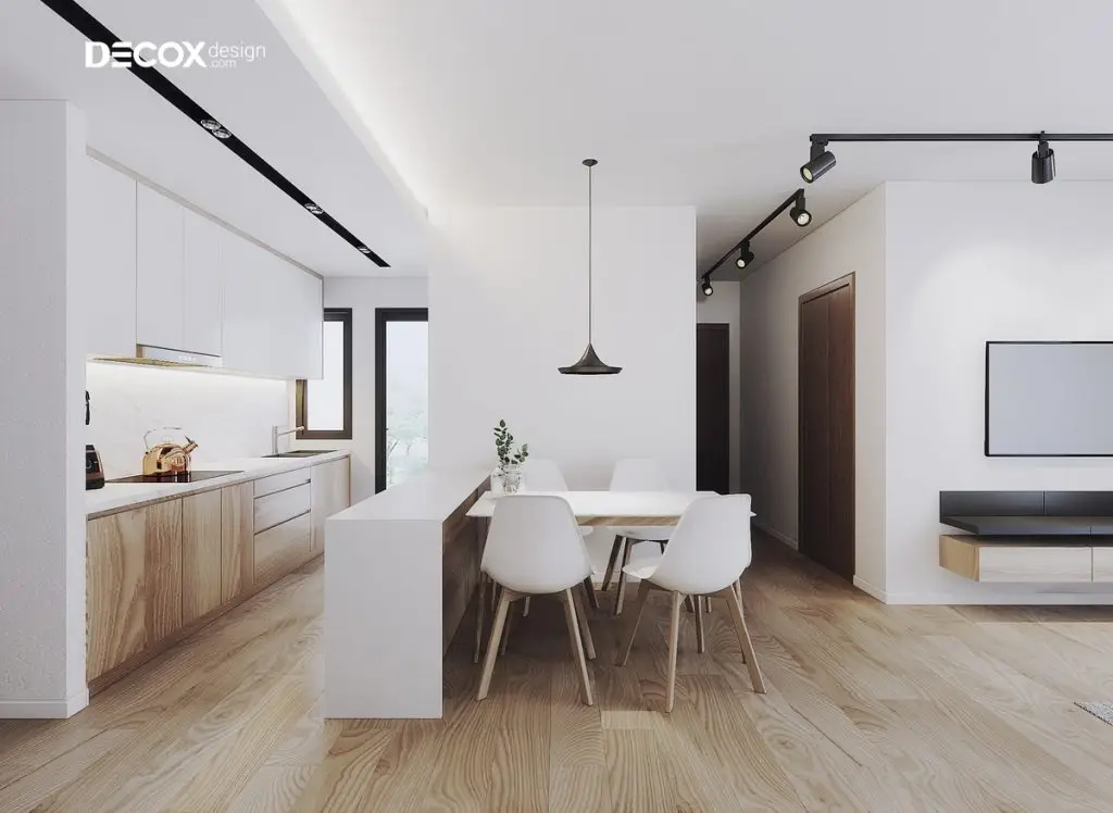 thiết kế nội thất chung cư 90m2 tập trung sự tối giản và tiện ích