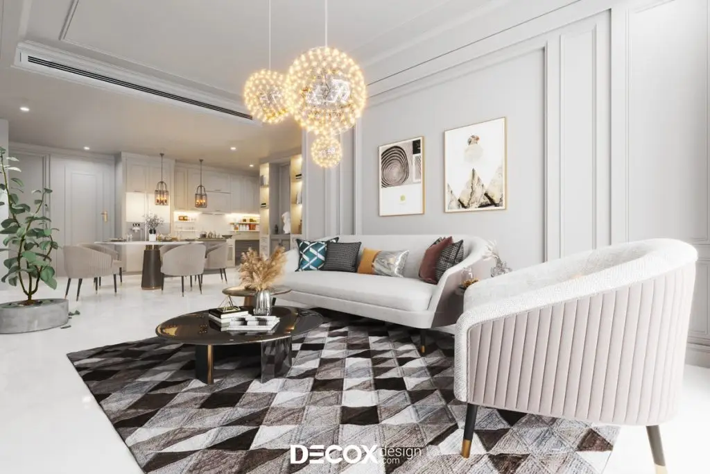 thiết kế nội thất chung cư 90m2 phong cách tân cổ điển