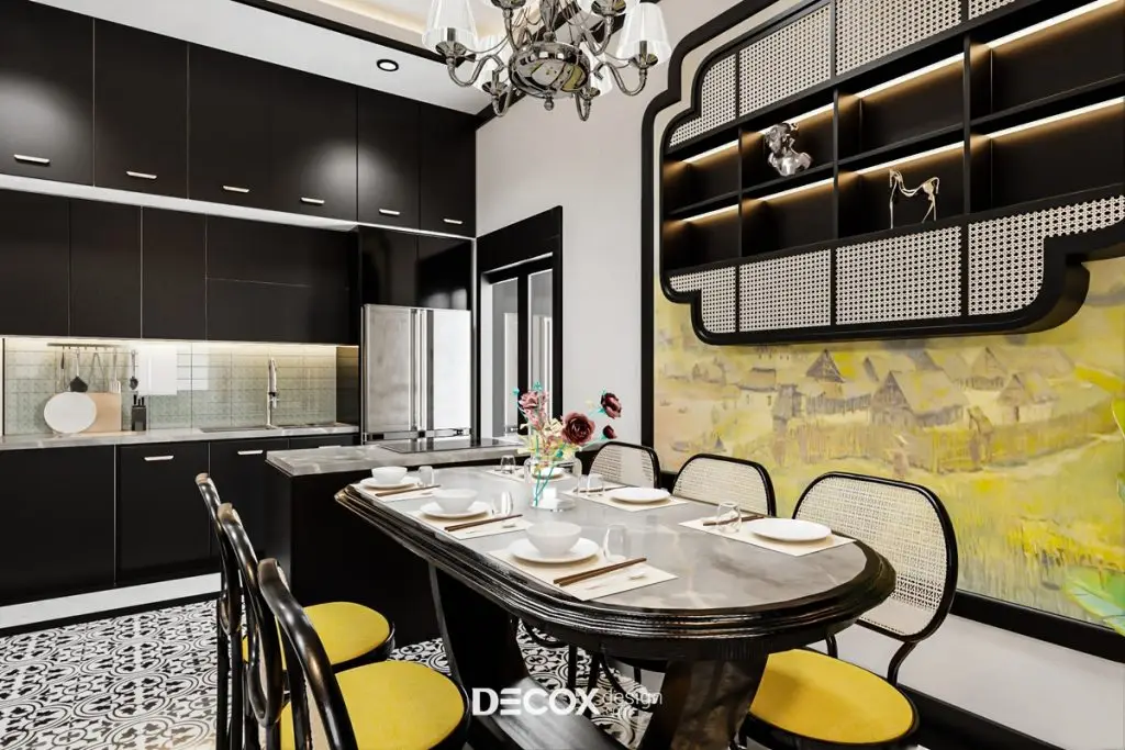 thiết kế nội thất chung cư 90m2 tạo không gian ấm cúng cho phòng bếp