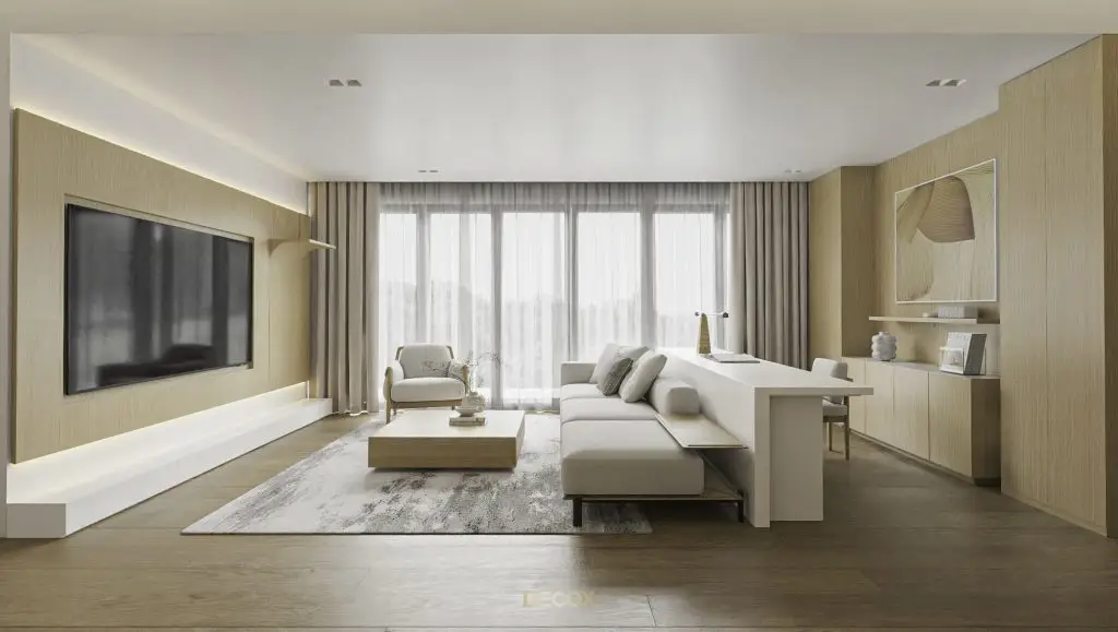 thiết kế nội thất chung cư 90m2 tận dụng ánh sáng tự nhiên