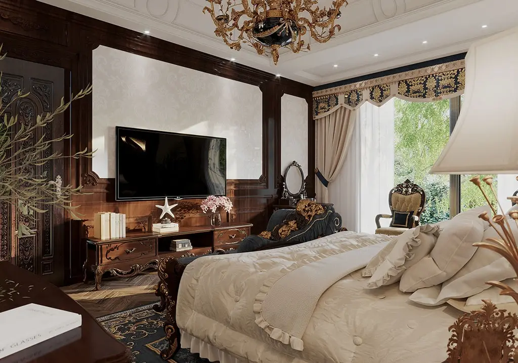 thiết kế nội thất chung cư tân cổ điển 1 phòng ngủ
