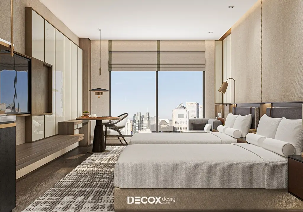 thiết kế nội thất chung cư tân cổ điển có 2 phòng ngủ