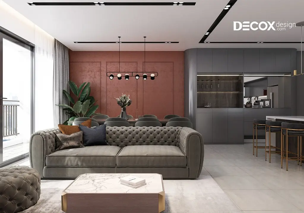 thiết kế nội thất chung cư tân cổ điển cho phòng khách sang trọng