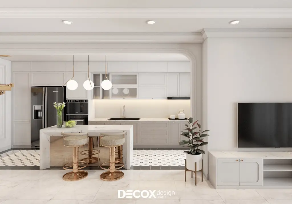thiết kế nội thất chung cư tân cổ điển giúp nấu nướng thuận tiện