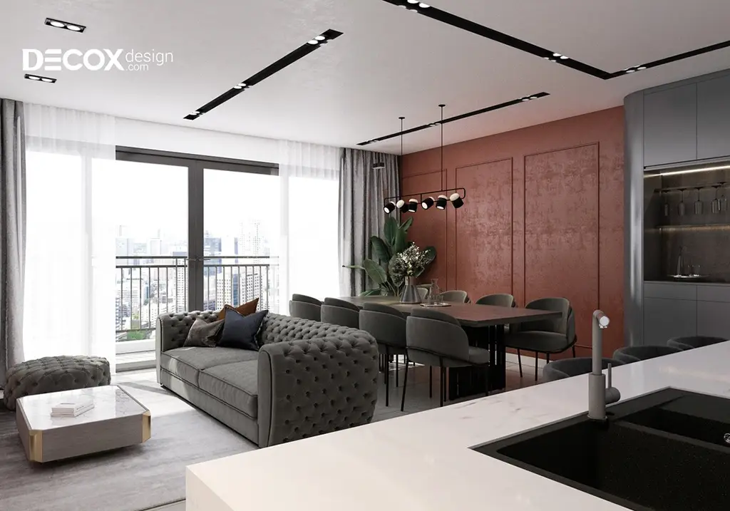 thiết kế nội thất chung cư tân cổ điển sắp xếp khoa học, đảm bảo phong thuỷ