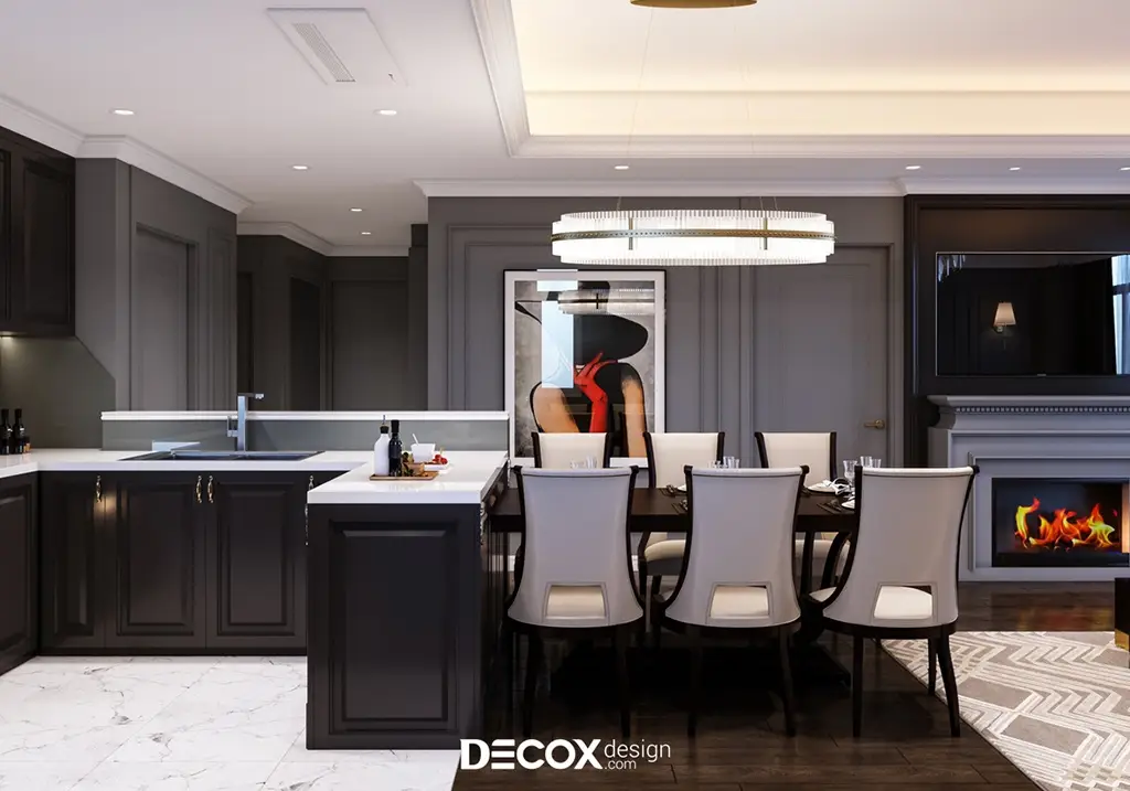 thiết kế nội thất chung cư tân cổ điển sử dụng gam màu trung tính