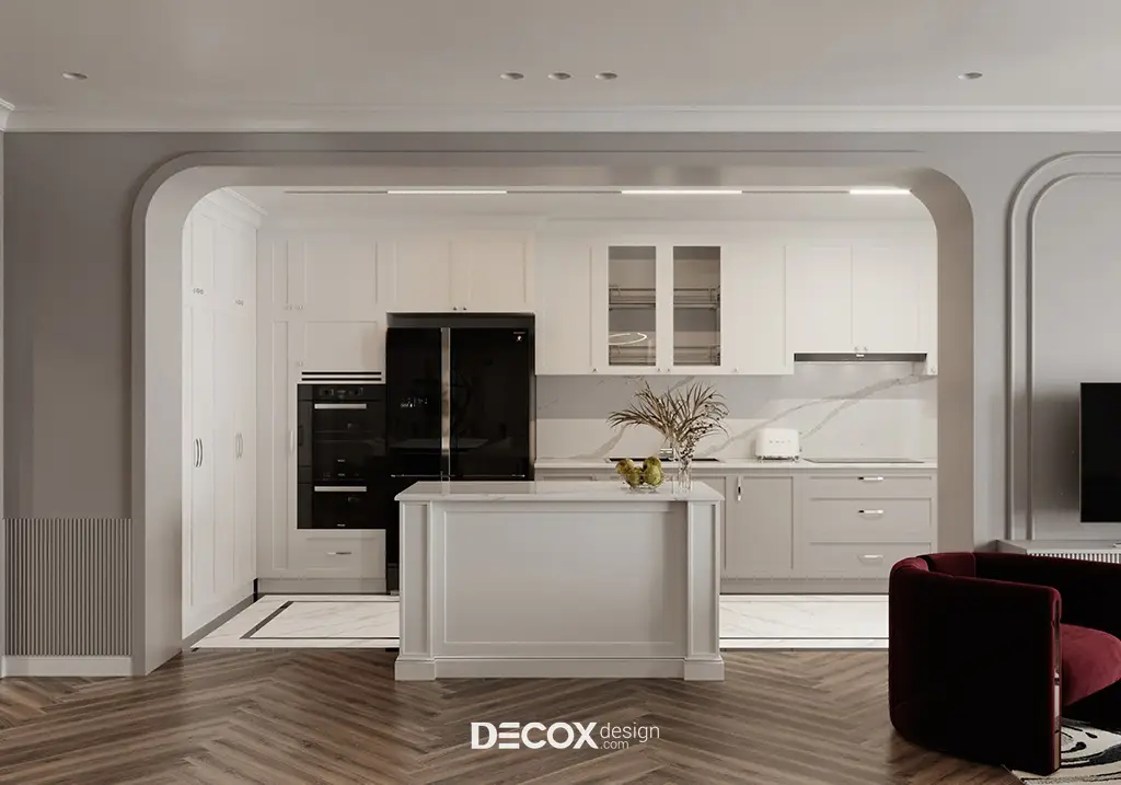 thiết kế nội thất chung cư tân cổ điển tối giản thoáng đãng