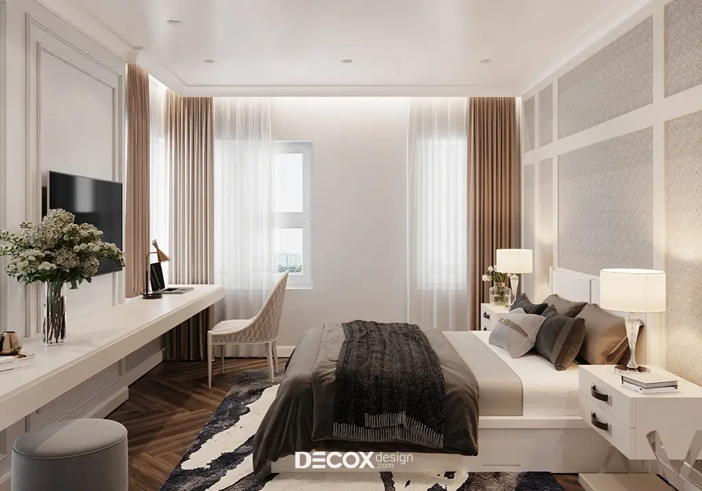 thiết kế nội thất chung cư tân cổ điển các chi tiết trang trí được tiết chế