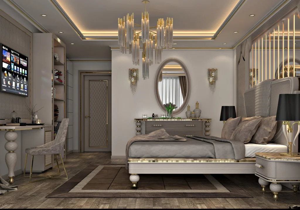 thiết kế nội thất luxury cho phòng ngủ căn hộ chung cư