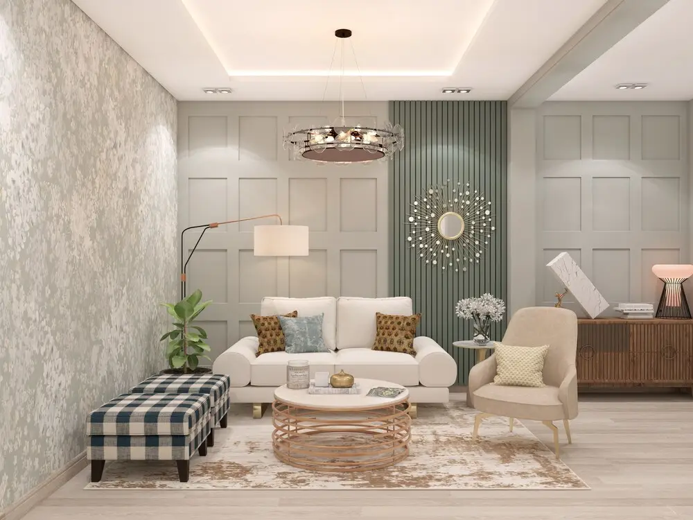 mẫu thiết kế nội thất phòng khách nhà ống tone màu pastel